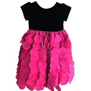 Susanne Lively Girls 3T  3 T Toddler Formal Dress Pink Black Ruffles Party Baby